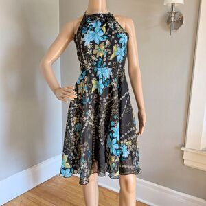 VINTAGE Y2K Floral Halter Mini Dress Vol 1 Mod Print Fairycore Cottage Size 3